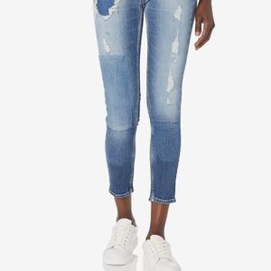Calvin Klein Distressed mid rise skinny foster blue jeans